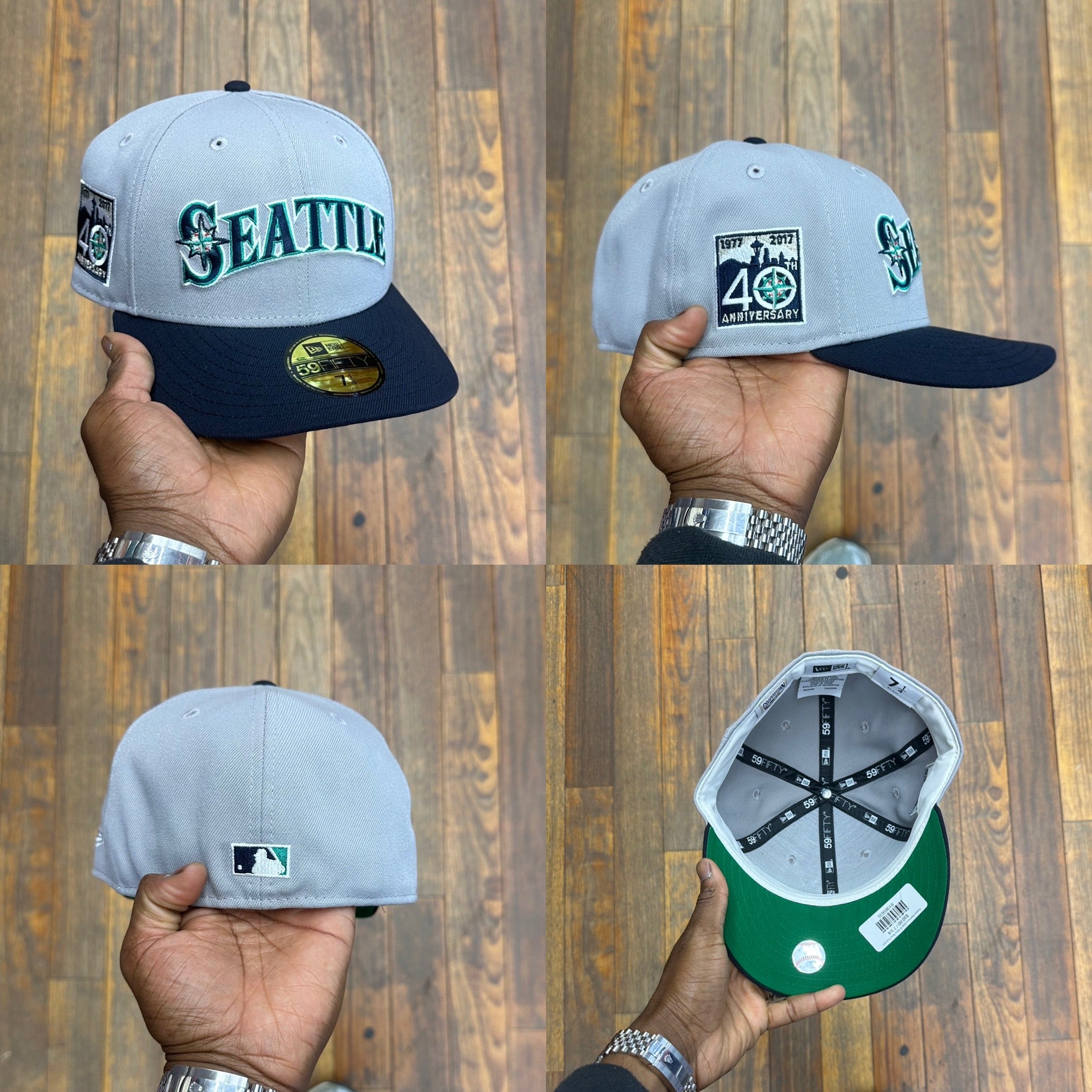 Seattle Mariners Grey & Navy Blue Font 40Th Anniversary