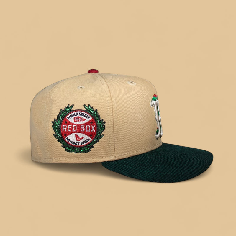 Boston Red Sox 3D Logo Candied Pecan and Corduroy Green 1918