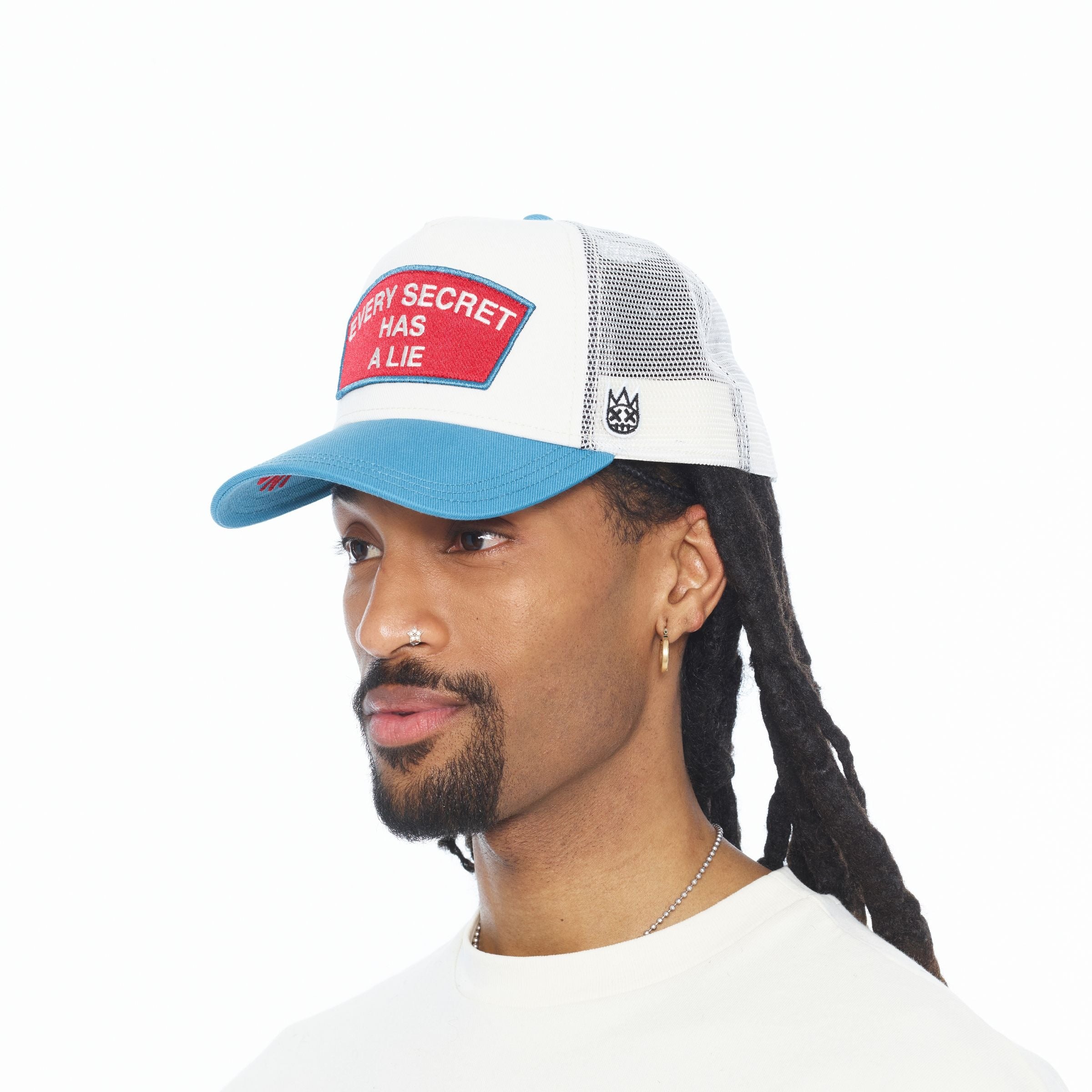 Cult of Individuality "EVERY SECRET HAS A LIE" White And Blue Trucker