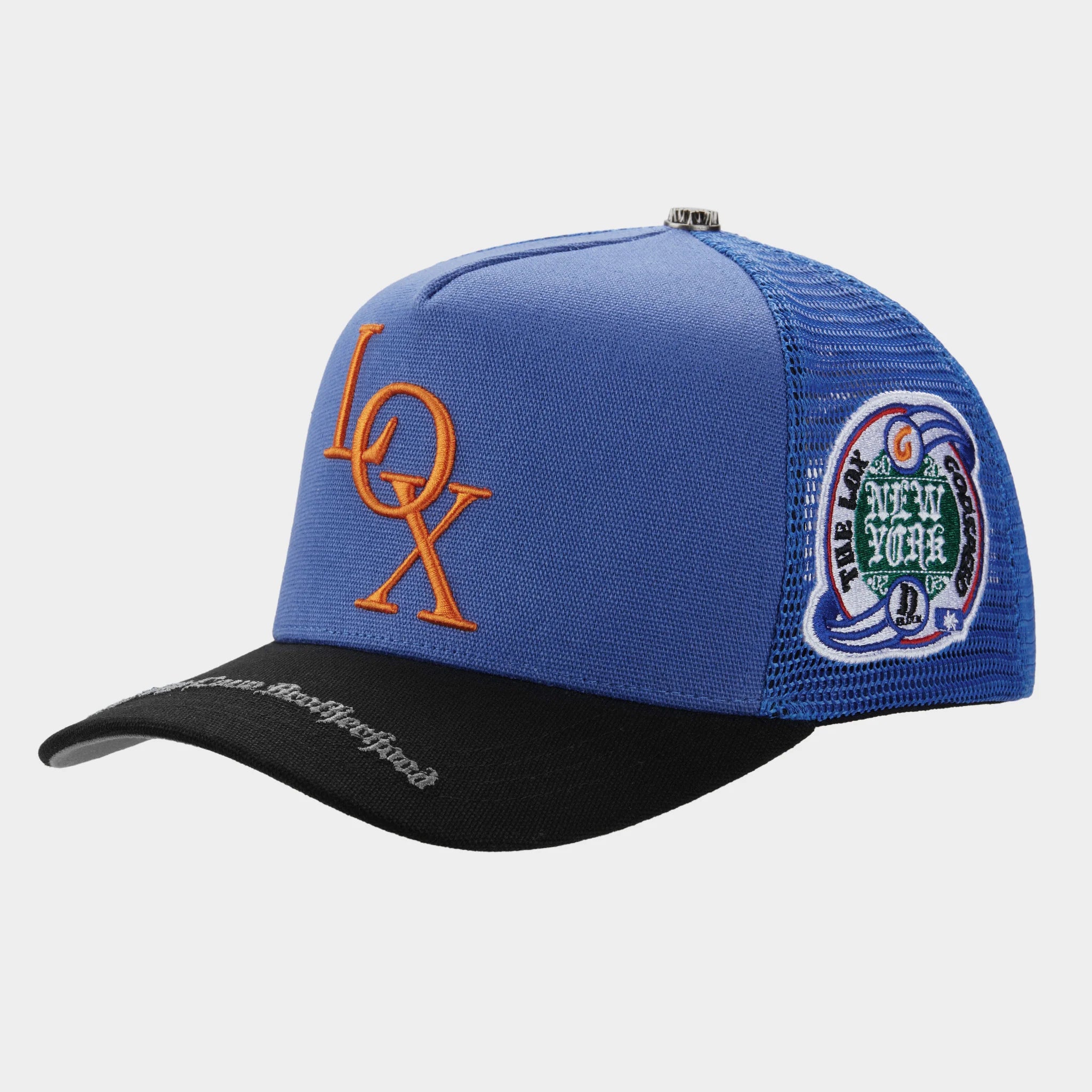GODSPEED LOX TRUCKER BLUE AND BLACK ORANGE LOGO