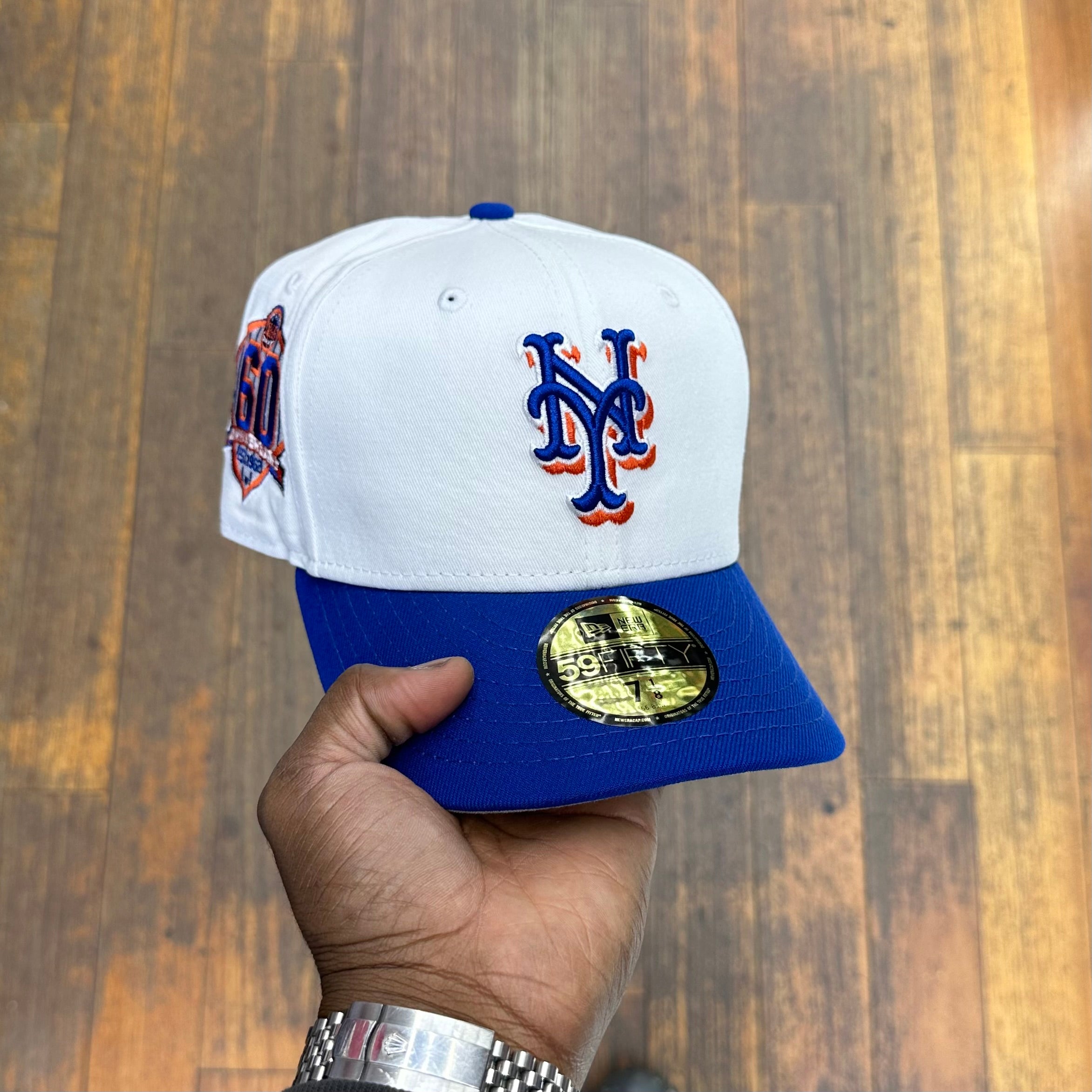 New York Mets White & Royal Blue 5950 Fitted 60th