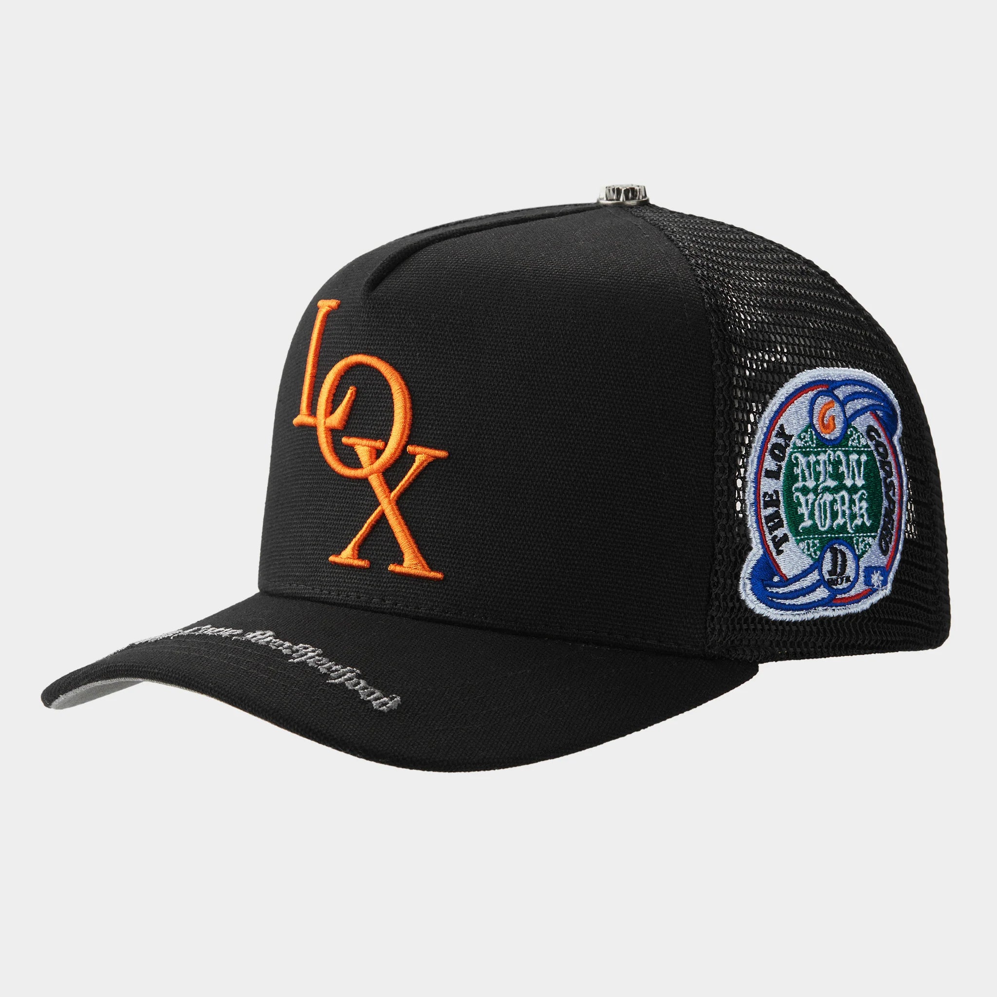 GODSPEED LOX TRUCKER ALL BLACK ORANGE LOGO