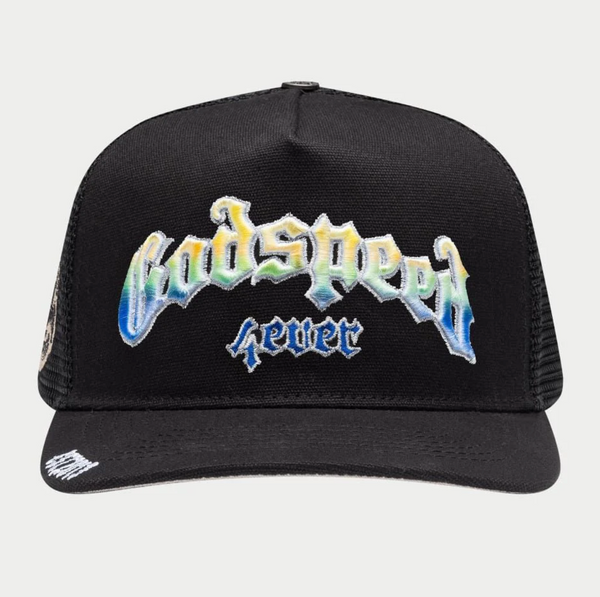 GODSPEED Forever Gradient Lime and Teal Logo Trucker Snap Back
