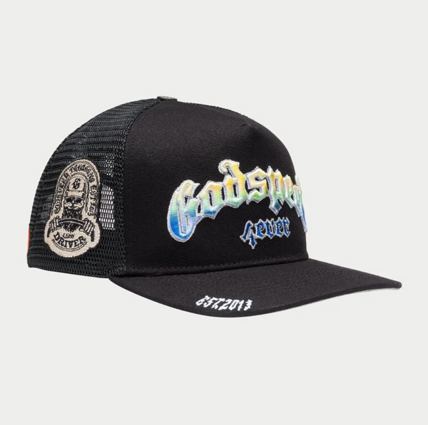 GODSPEED Forever Gradient Lime and Teal Logo Trucker Snap Back