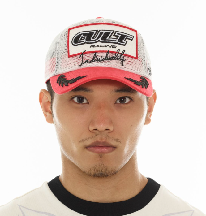 Cult of Individuality All Mesh Creme Red Trucker Hat