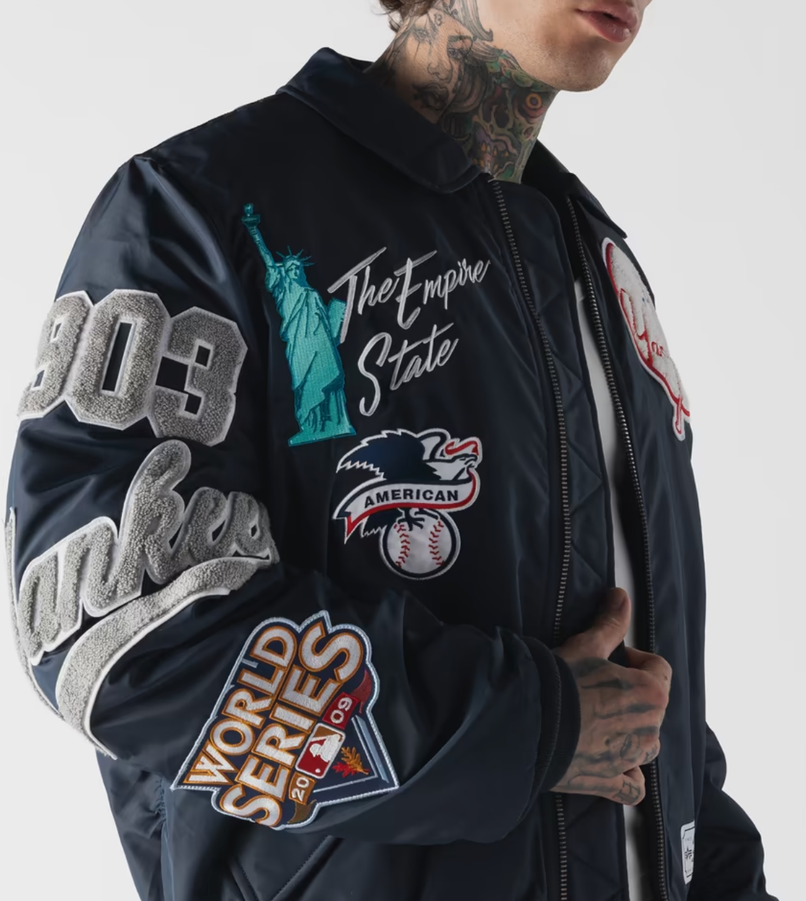 New York Yankees Alpha Industries X New ERA Navy Collared Bomber Jacket