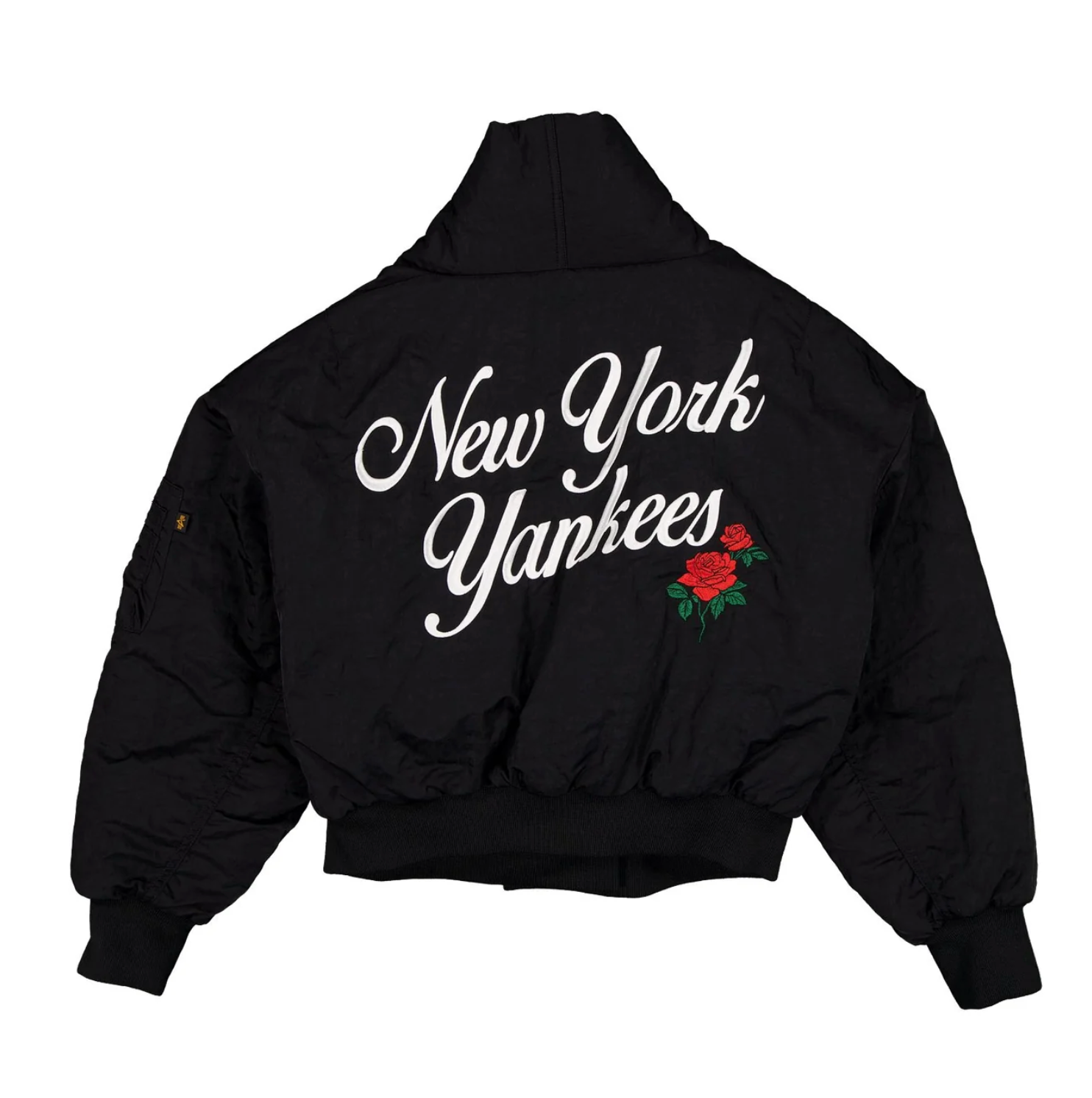 New York Yankees X Alpha Industries Women's Black Shawl Collar Flight Jacket